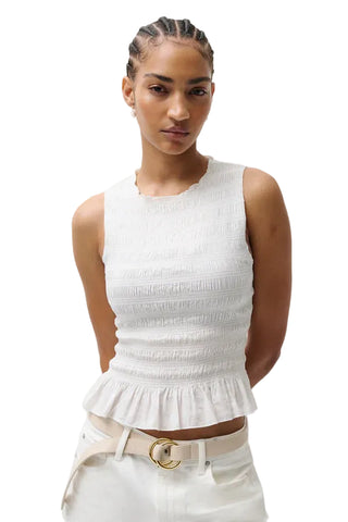 PHOEBE SMOCKED TANK LE BLANC