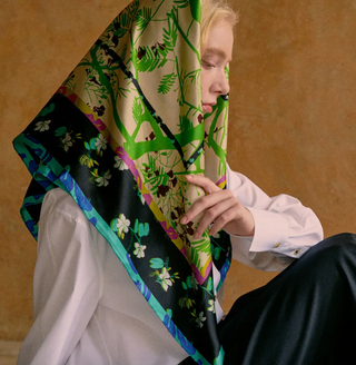 "Floral Tapestry" Large Silk Scarf