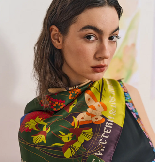 Frida X Lost Pattern "Los Amores De Frida" Large Silk Scarf