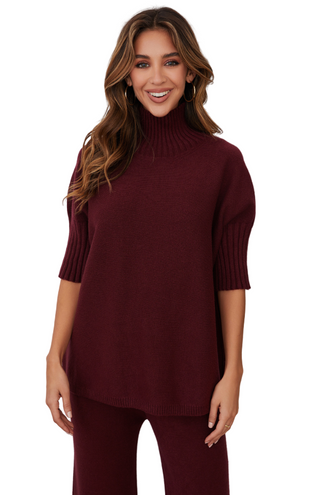 TURTLENECK SS KNIT TOP