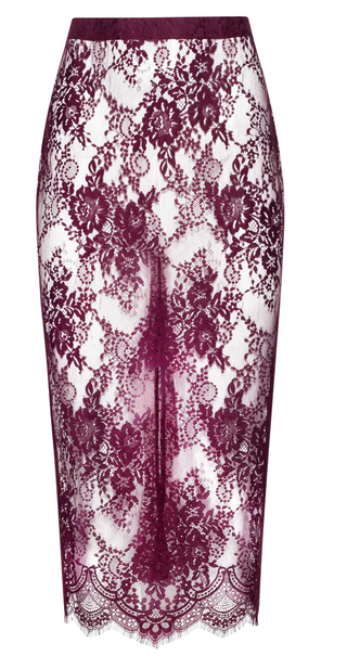 MAKENA LACE PENCIL SKIRT DARK PORT