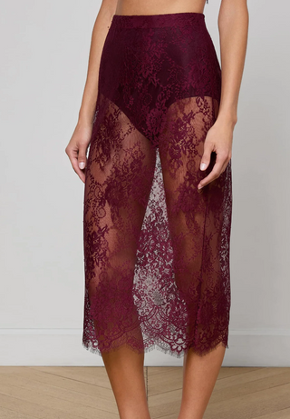 MAKENA LACE PENCIL SKIRT DARK PORT