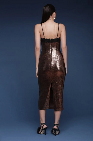 Lace Trimmed Sequin Slip Dress