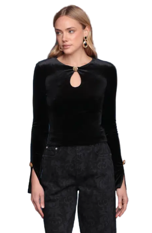 Rose Button Velvet Top