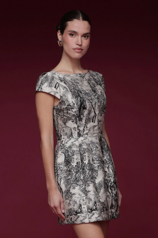 Toile Print Tailored Mini Dress