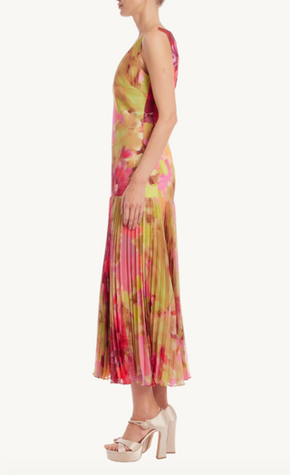 Sleeveless Dropwaist Pleated Midi Dress