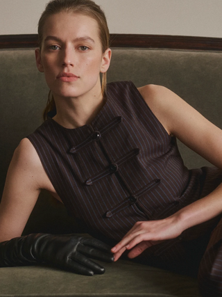 AMALIE TOP BROWN BLUE STRIPE