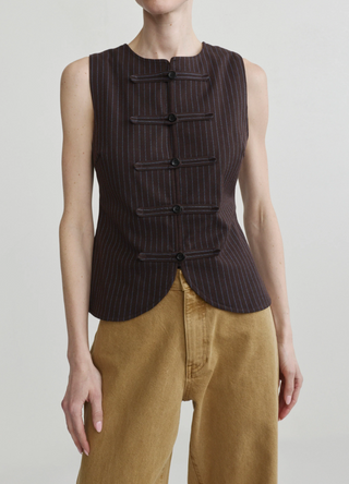 AMALIE TOP BROWN BLUE STRIPE