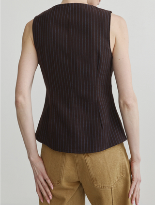 AMALIE TOP BROWN BLUE STRIPE