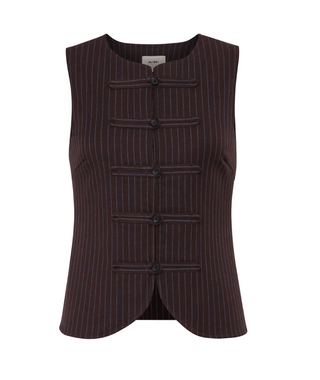 AMALIE TOP BROWN BLUE STRIPE