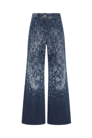 LEOPARD DENIM WIDE LEG PANT