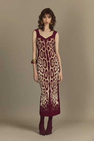 BORDEAUX LEOPARD DRESS