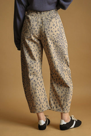CHEETAH PRINT BARREL PANTS