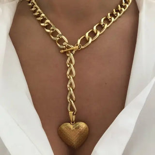 Gold Chunky Heart Necklace