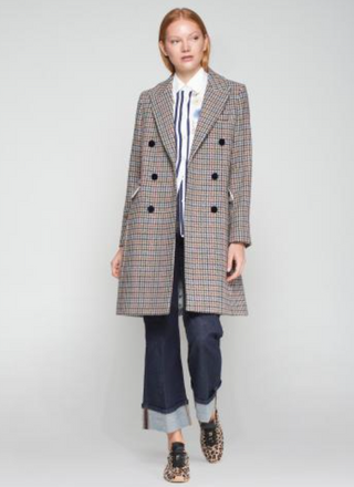 PLAID PRINT COAT
