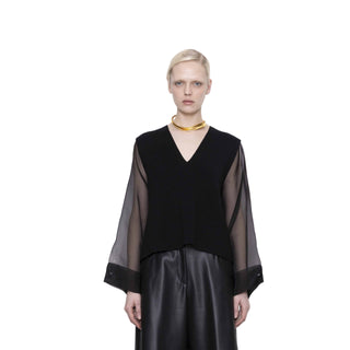 SHEER SLEEVE BLOUSE