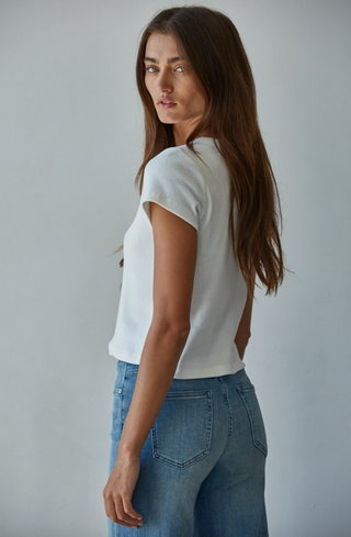 Round Neck Short Sleeve Crop Top