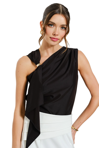 Asymmetric Drape Ring Detail Top