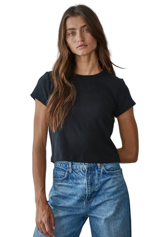 Round Neck Short Sleeve Crop Top