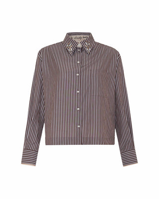 STRIPE CRYSTAL COLLAR SHIRT