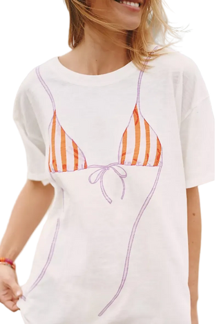 Y2K Bikini Print Oversized Shirt