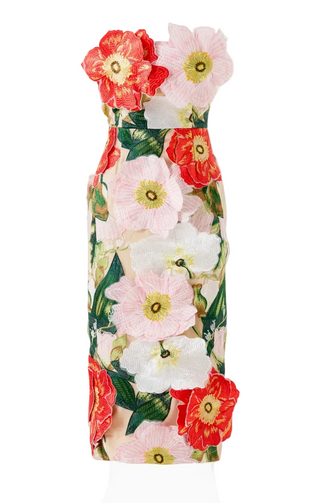 Summer Floral Embroidered Strapless Dress