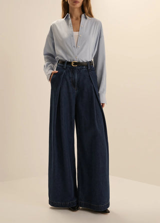 THE PETITE DENIM PLEATS FOR DAYS PANT