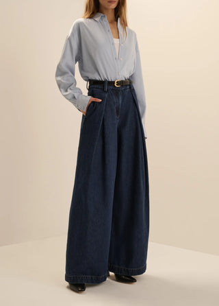 THE PETITE DENIM PLEATS FOR DAYS PANT