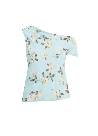 THE SIDE NOTE TOP AQUA FLORAL